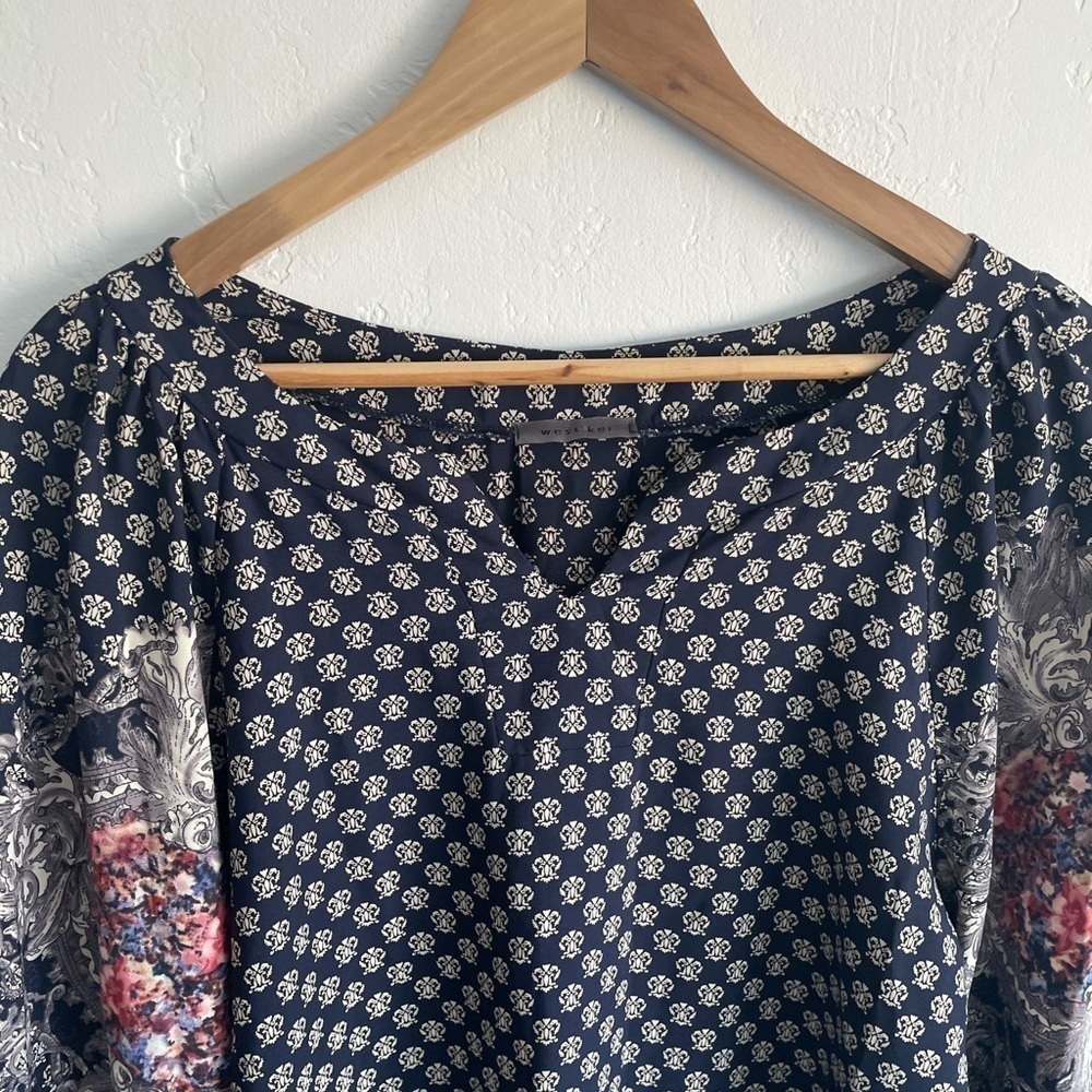 Anthropologie West Kei Navy Floral Shift Dress Size M fall wardrobe - Picture 5 of 9